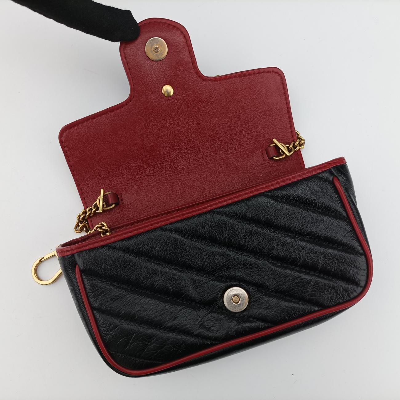 Secondhand Gucci GG Marmont Black×red Leather 574969 shoulderbag | stylenewstar