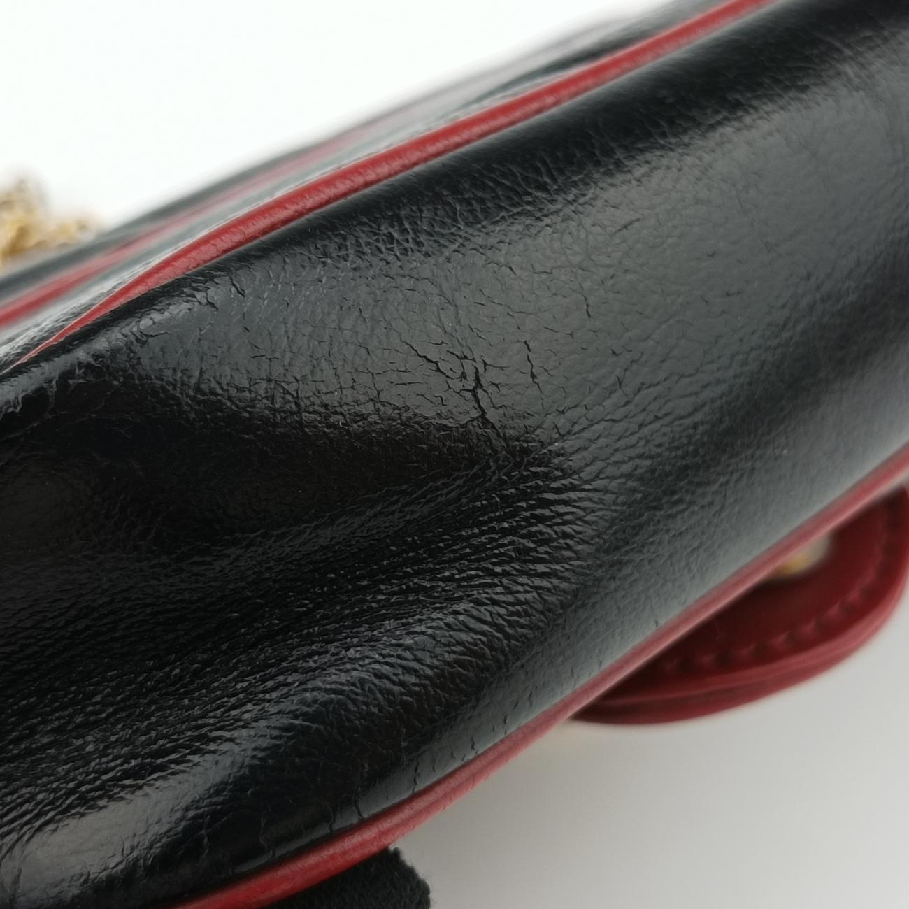 Secondhand Gucci GG Marmont Black×red Leather 574969 shoulderbag | stylenewstar