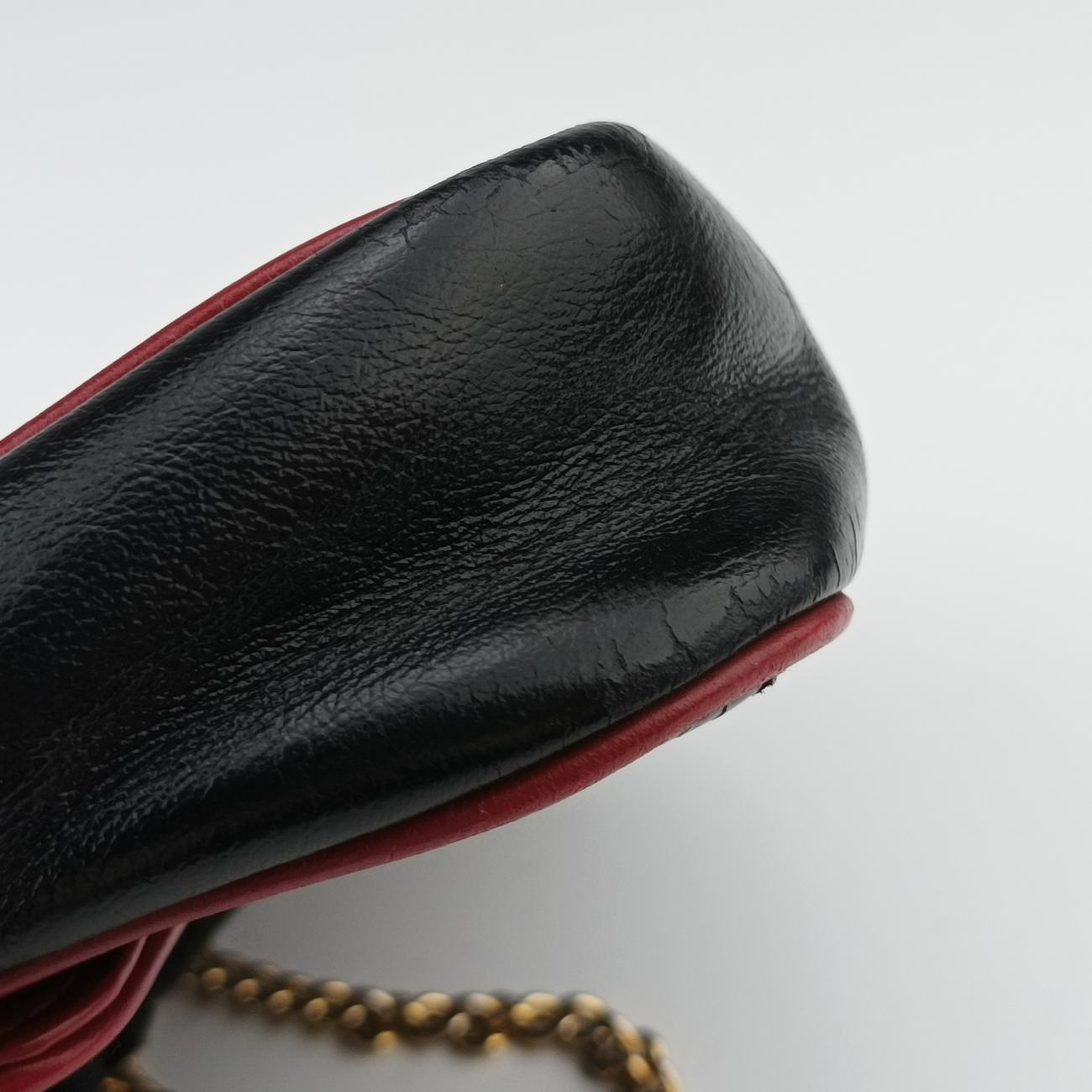 Secondhand Gucci GG Marmont Black×red Leather 574969 shoulderbag | stylenewstar