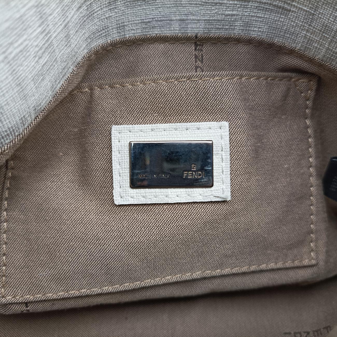 Pre-owned Fendi Baguette White PVC coated canvas 8BR180 handbag | stylenewstar