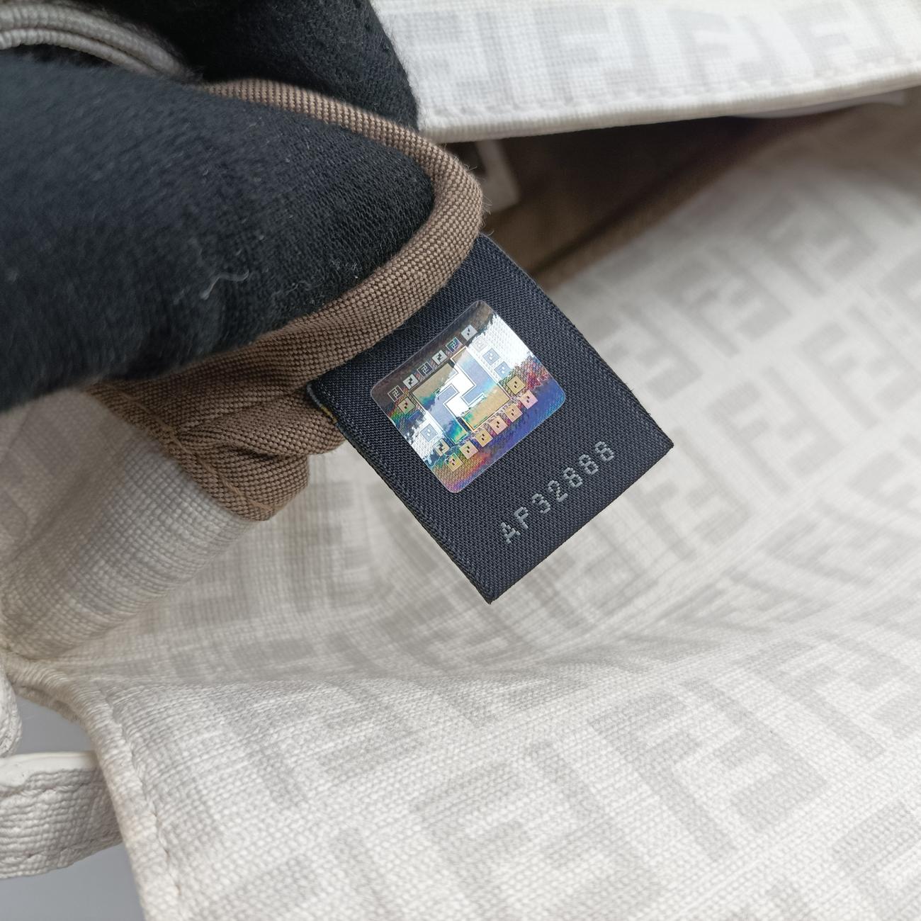 Pre-owned Fendi Baguette White PVC coated canvas 8BR180 handbag | stylenewstar