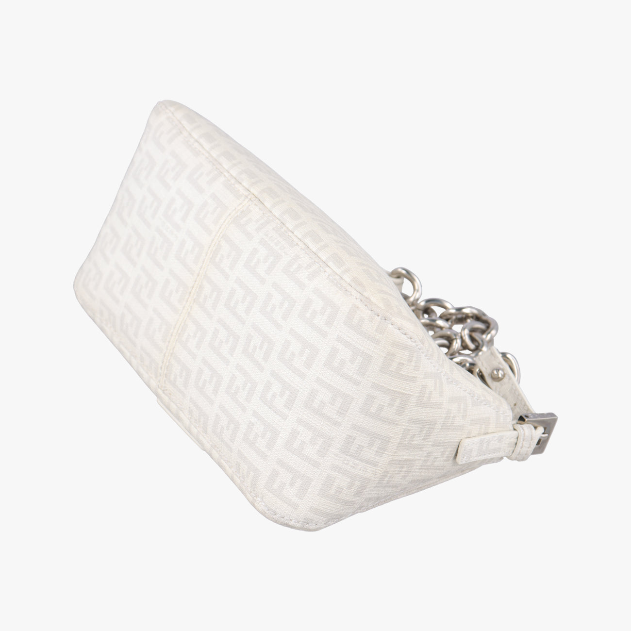 Pre-owned Fendi Baguette White PVC coated canvas 8BR180 handbag | stylenewstar