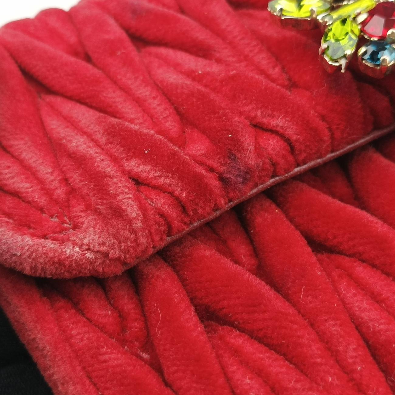 Vintage Miu Miu My Miu Red Velour  shoulderbag | stylenewstar