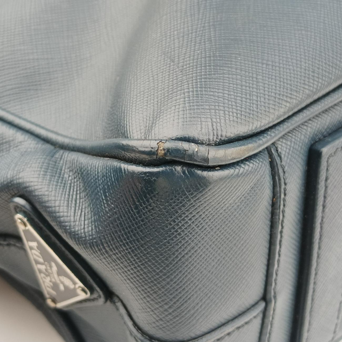 Pre-owned Prada business bag briefcase Navy SAFFIANO Leather 2VE363 handbag | stylenewstar