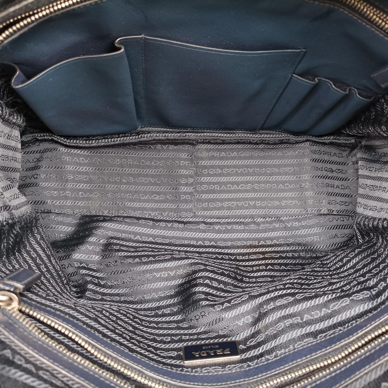 Pre-owned Prada business bag briefcase Navy SAFFIANO Leather 2VE363 handbag | stylenewstar