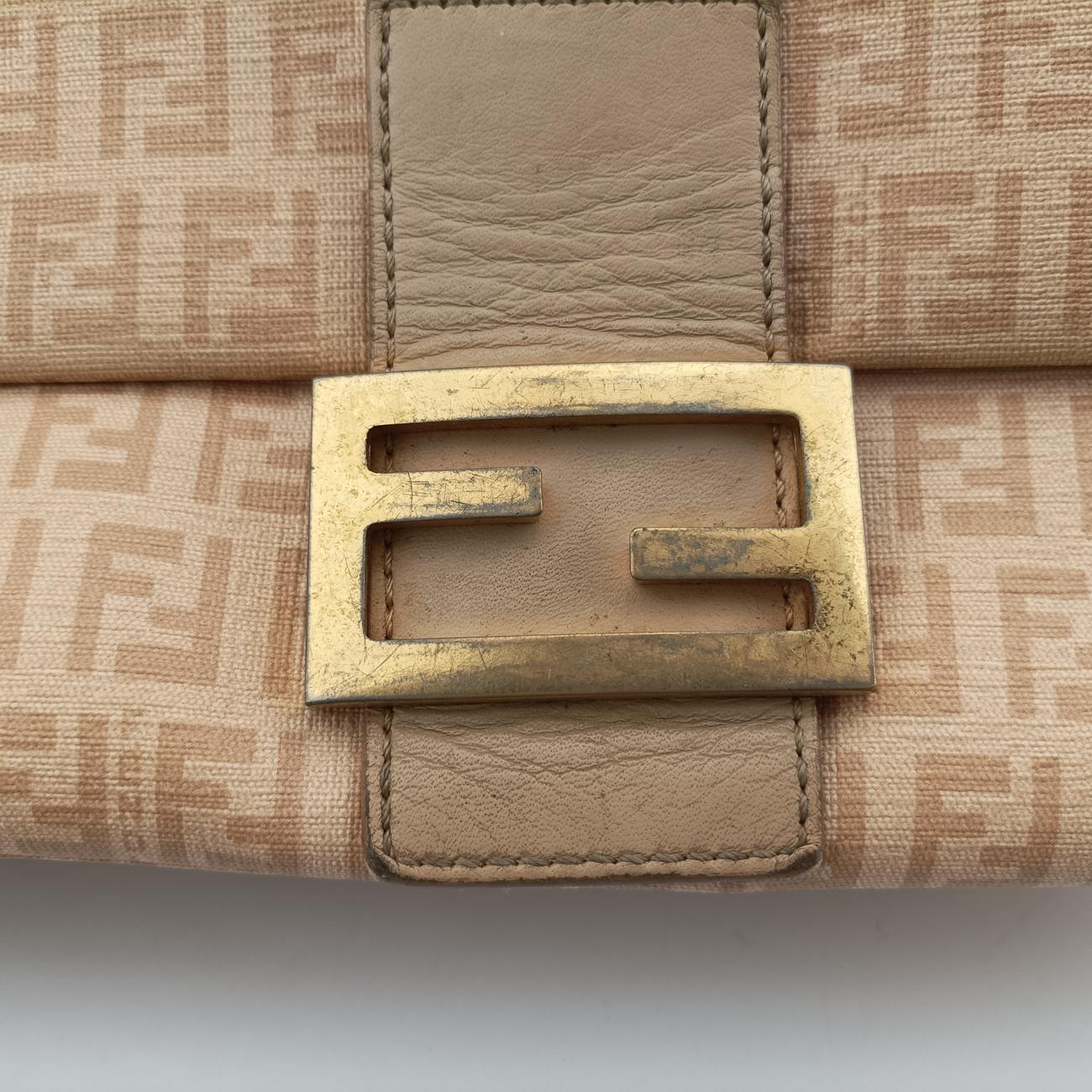 Vintage Fendi Baguette Zucchino Beige PVC coated canvas 8BR001 handbag | stylenewstar