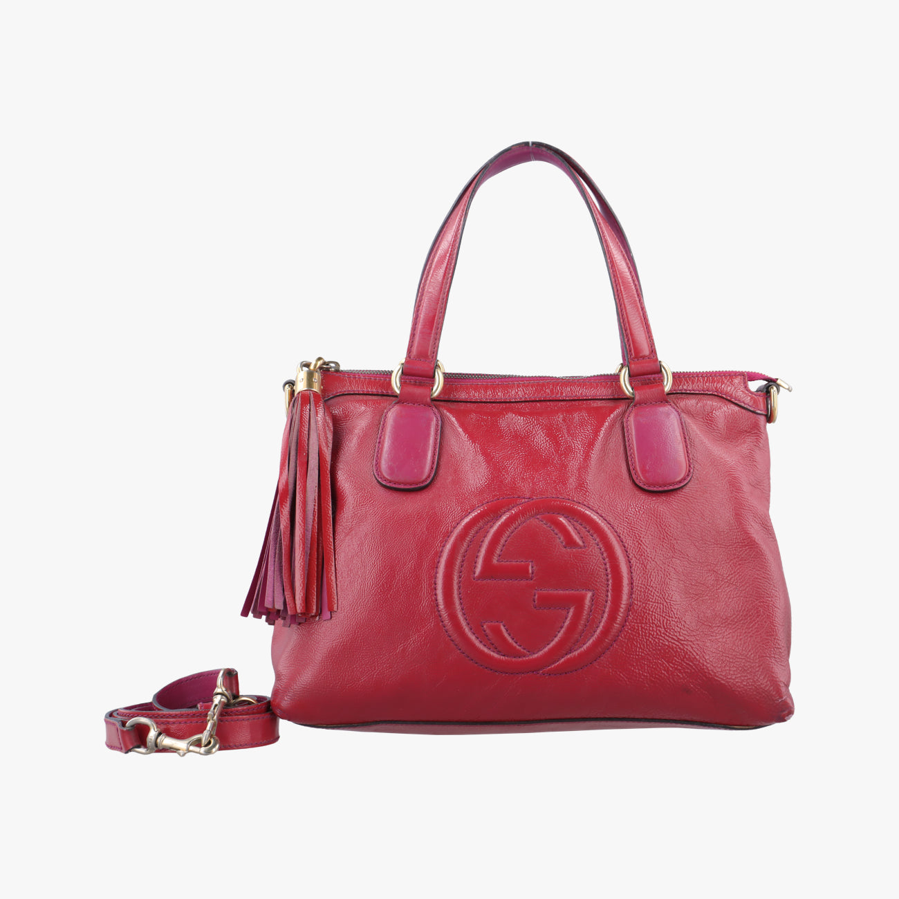 Pre-owned Gucci Soho Rose Patent 308362 shoulderbag | stylenewstar