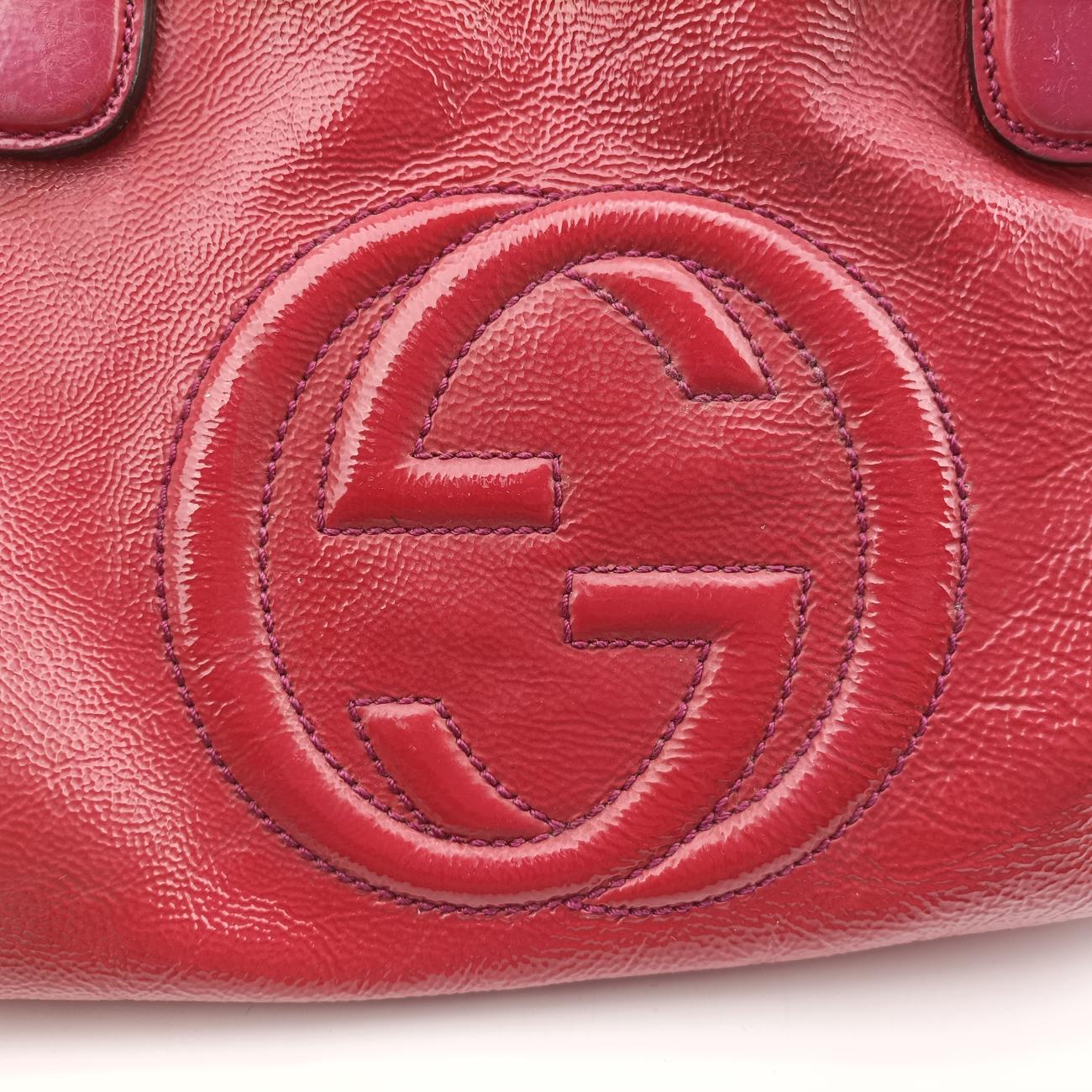 Pre-owned Gucci Soho Rose Patent 308362 shoulderbag | stylenewstar