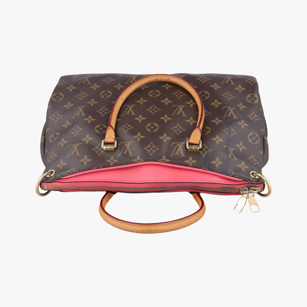 Vintage Louis Vuitton PALLAS brown×Rose Monogram Canvas×calf leather M41147 shoulderbag | stylenewstar