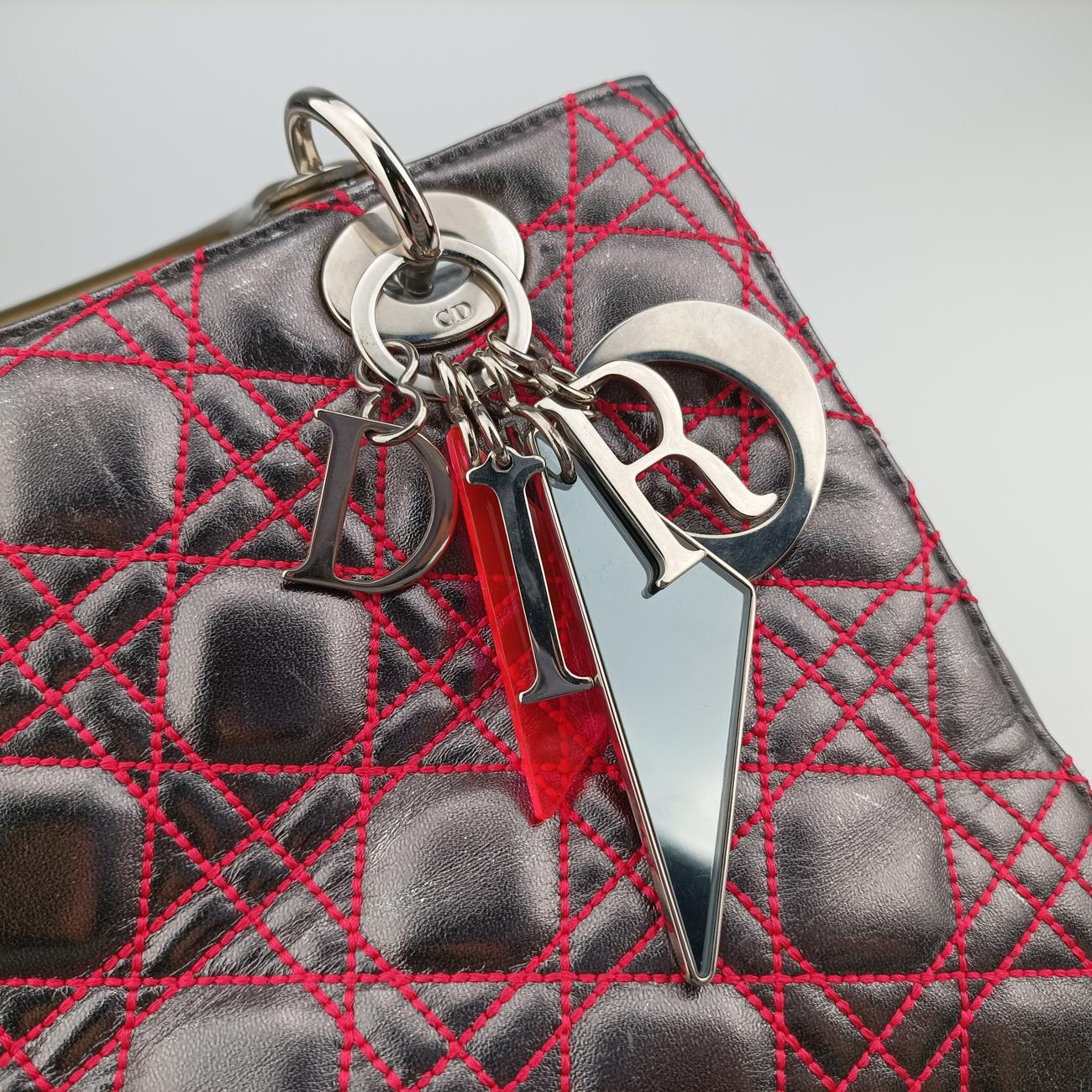 Pre-owned Christian Dior Lady Dior Silver x Golden x Pink lambskin  handbag | stylenewstar