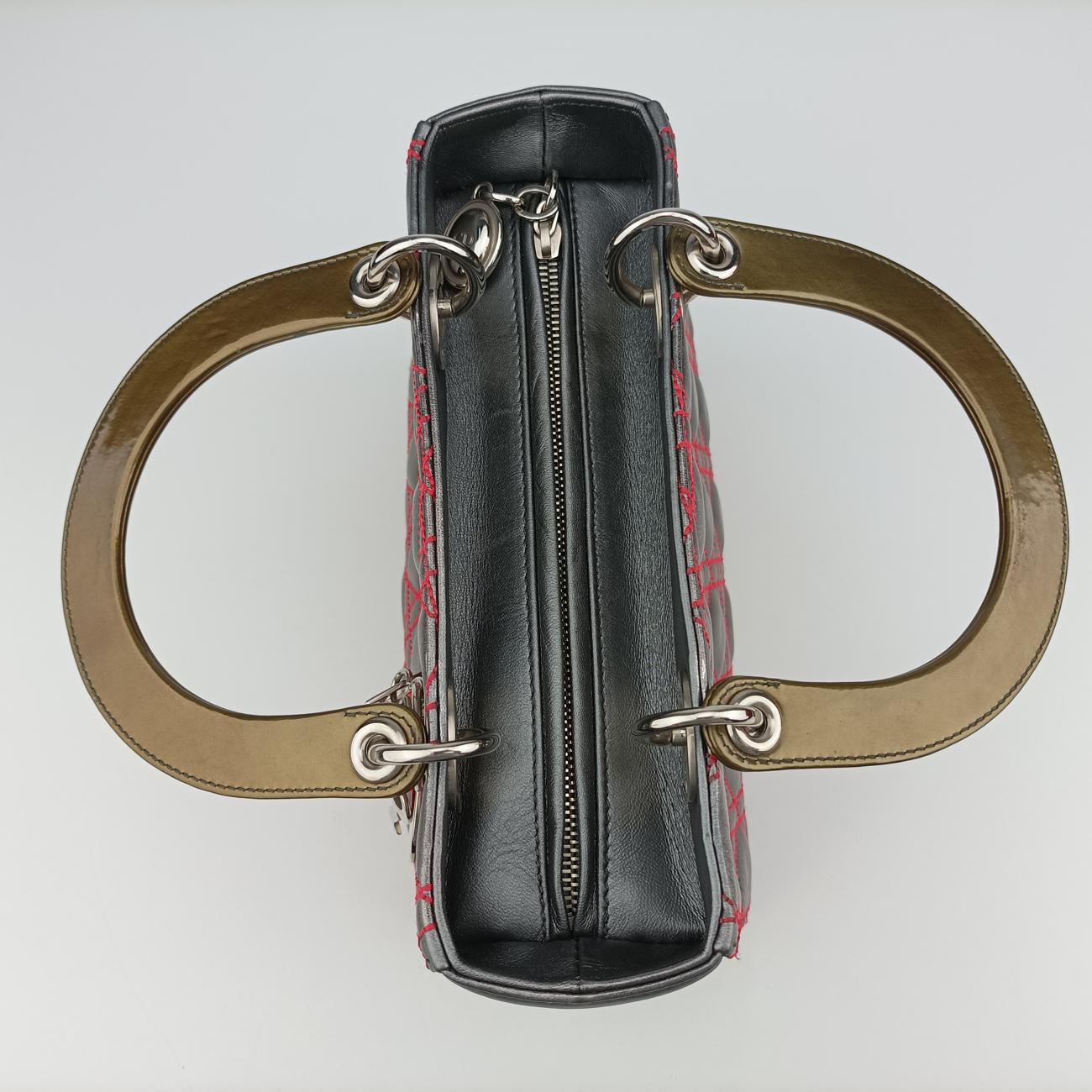 Pre-owned Christian Dior Lady Dior Silver x Golden x Pink lambskin  handbag | stylenewstar