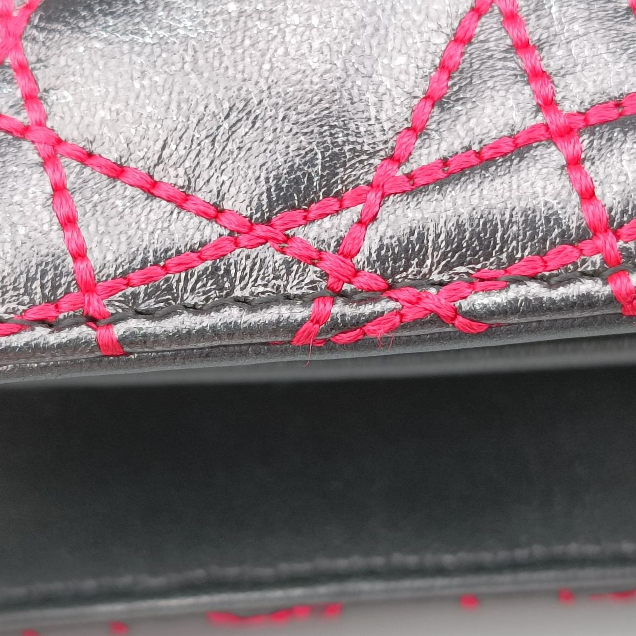 Pre-owned Christian Dior Lady Dior Silver x Golden x Pink lambskin  handbag | stylenewstar