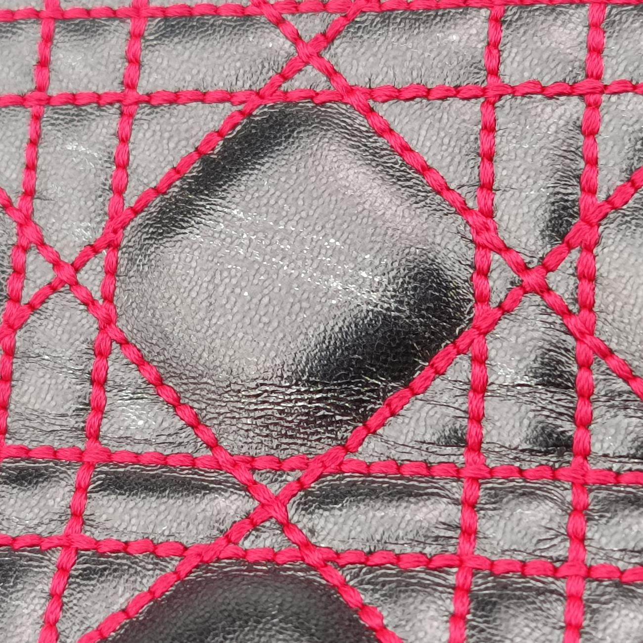 Pre-owned Christian Dior Lady Dior Silver x Golden x Pink lambskin  handbag | stylenewstar