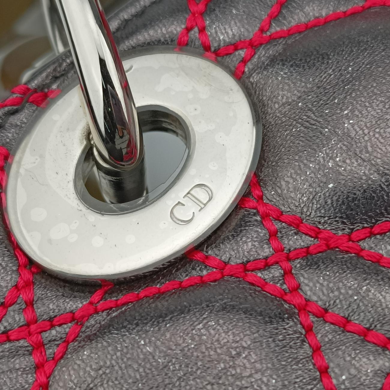 Pre-owned Christian Dior Lady Dior Silver x Golden x Pink lambskin  handbag | stylenewstar