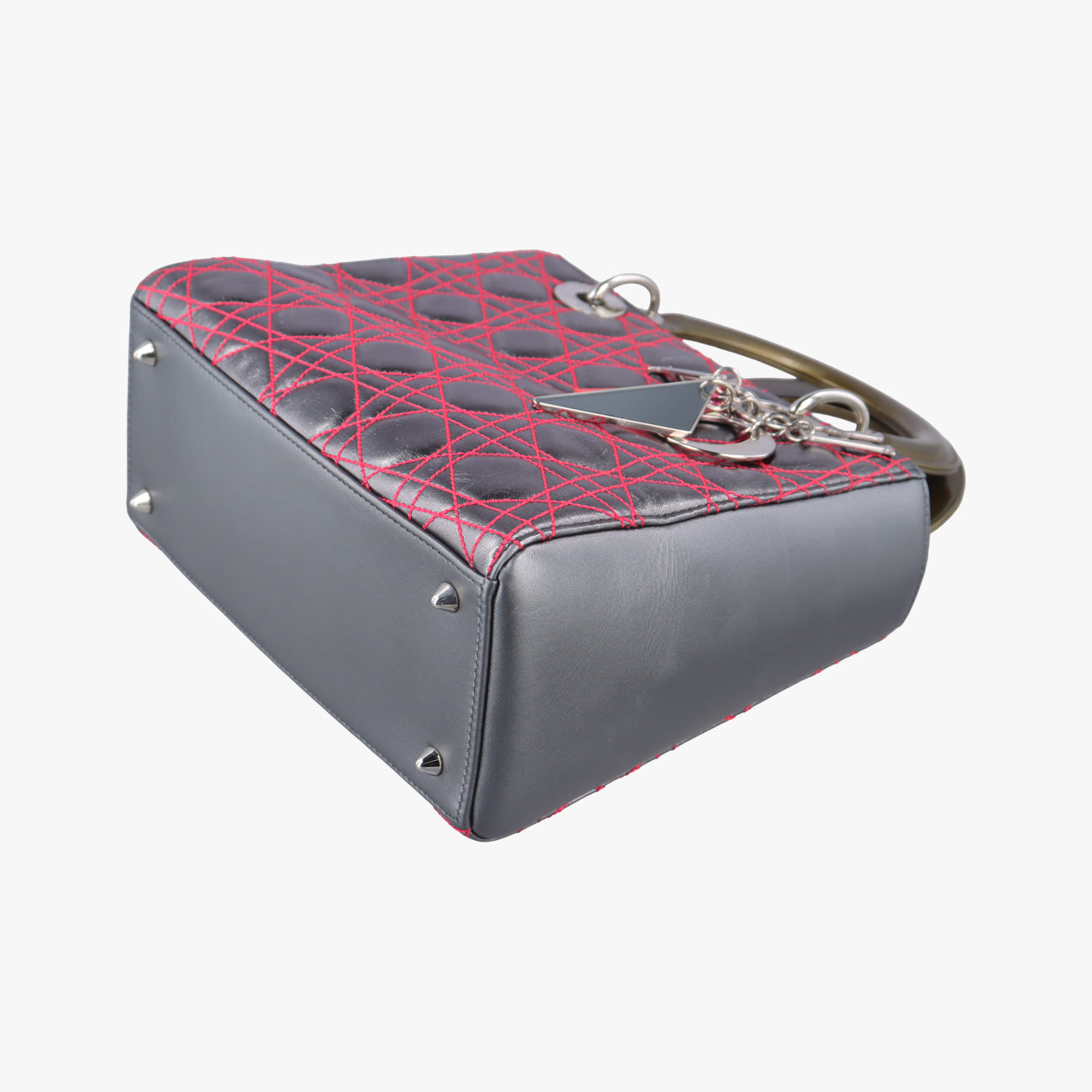 Pre-owned Christian Dior Lady Dior Silver x Golden x Pink lambskin  handbag | stylenewstar