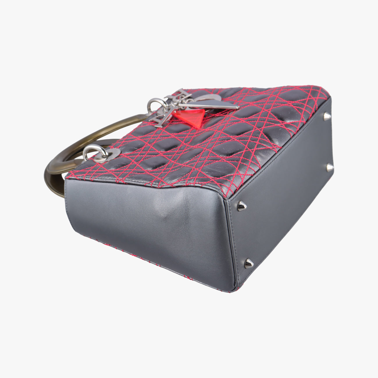 Pre-owned Christian Dior Lady Dior Silver x Golden x Pink lambskin  handbag | stylenewstar