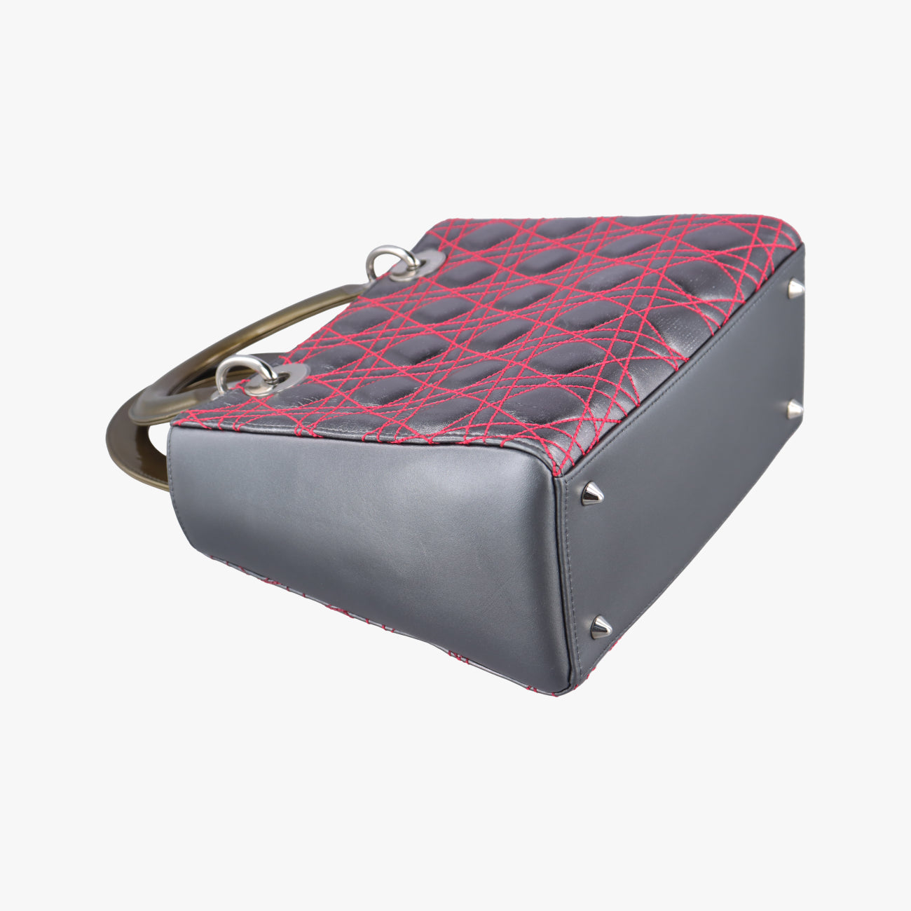 Pre-owned Christian Dior Lady Dior Silver x Golden x Pink lambskin  handbag | stylenewstar