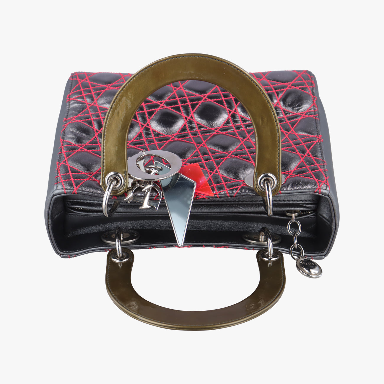 Pre-owned Christian Dior Lady Dior Silver x Golden x Pink lambskin  handbag | stylenewstar