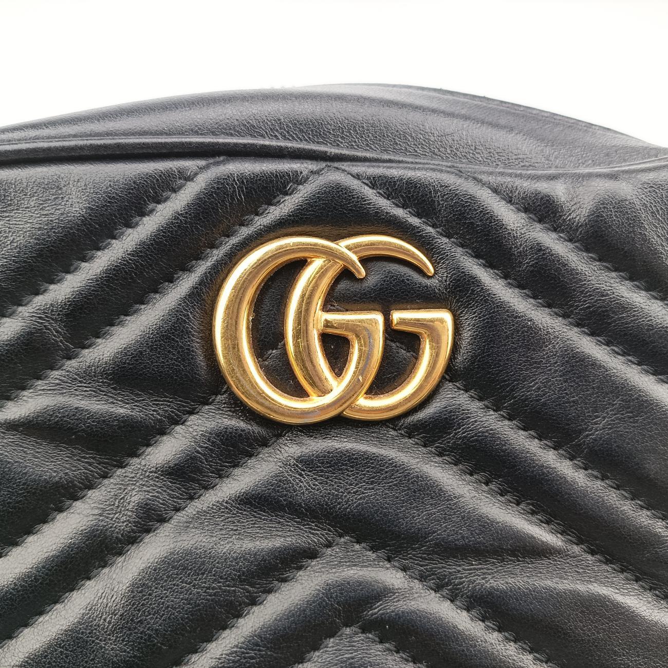 Pre-owned Gucci GG Marmont Black Leather 448065 shoulderbag | stylenewstar