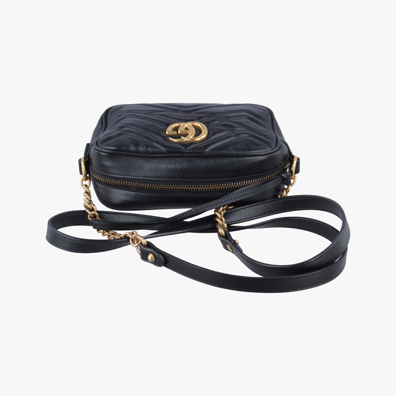 Pre-owned Gucci GG Marmont Black Leather 448065 shoulderbag | stylenewstar