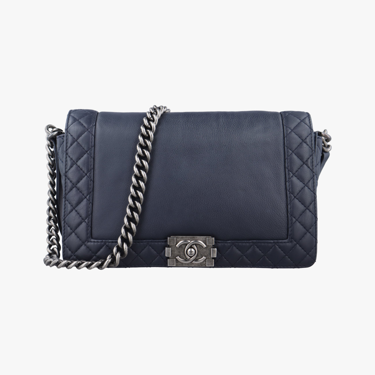 Pre-owned Chanel BOY CHANEL Navy Leather A67948 shoulderbag | stylenewstar
