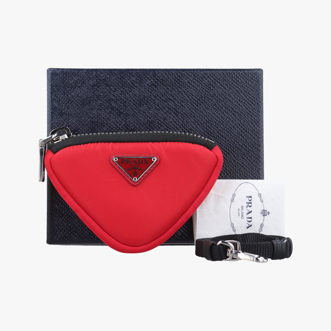 Pre-owned Prada Mini Pouch Coin Case Red×Black Nylon 1TT109 handbag | stylenewstar