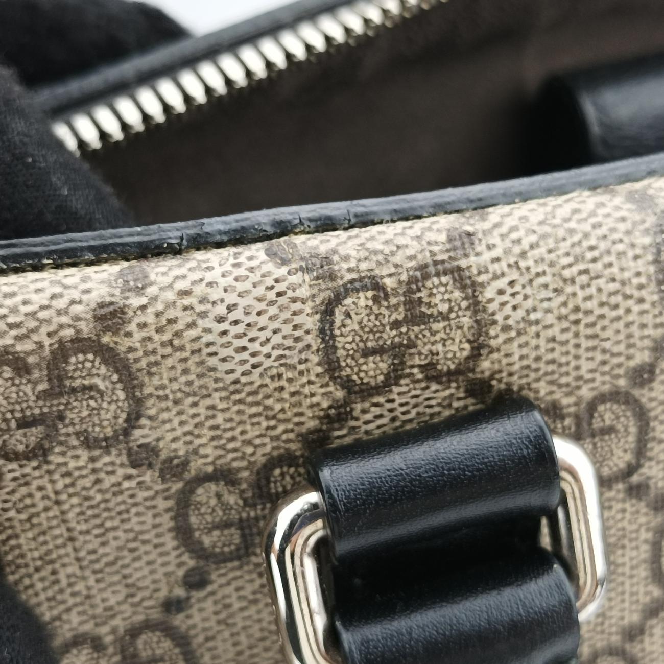 Pre-owned Gucci KALEIDO Beige x black PVC coated canvas 406384 handbag | stylenewstar