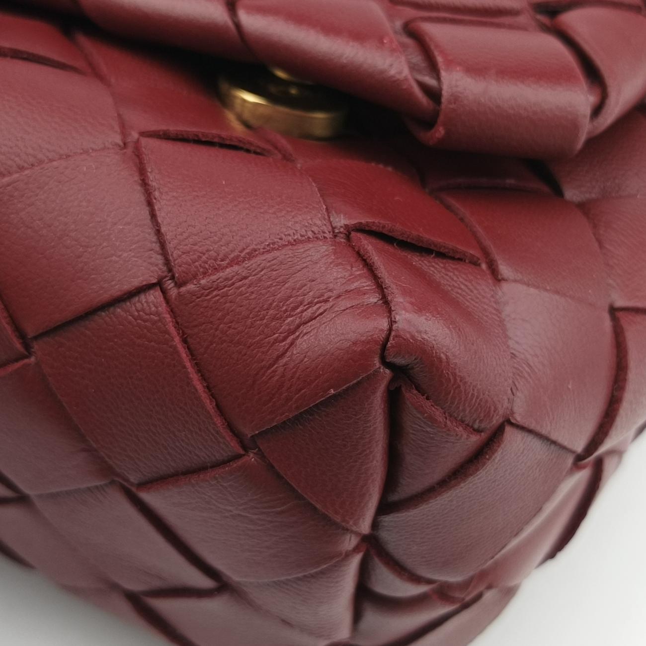 Pre-owned Bottega Veneta Intrecciato Burgundy lambskin  shoulderbag | stylenewstar
