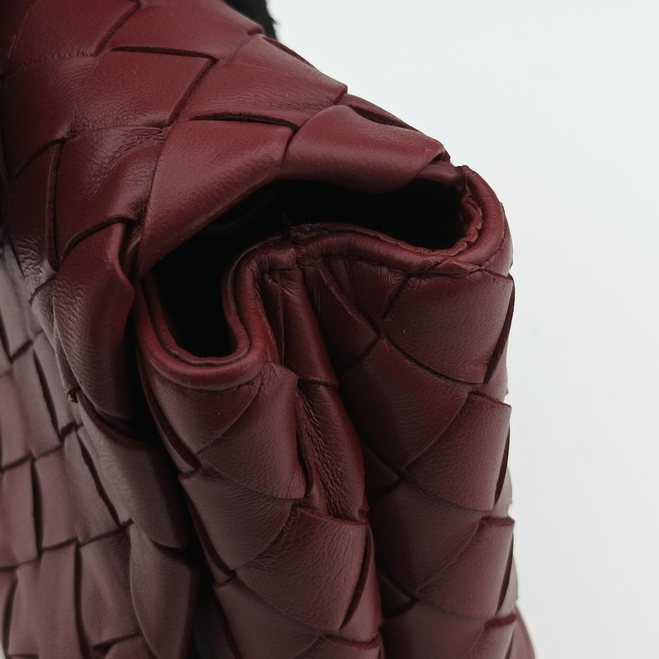 Pre-owned Bottega Veneta Intrecciato Burgundy lambskin  shoulderbag | stylenewstar