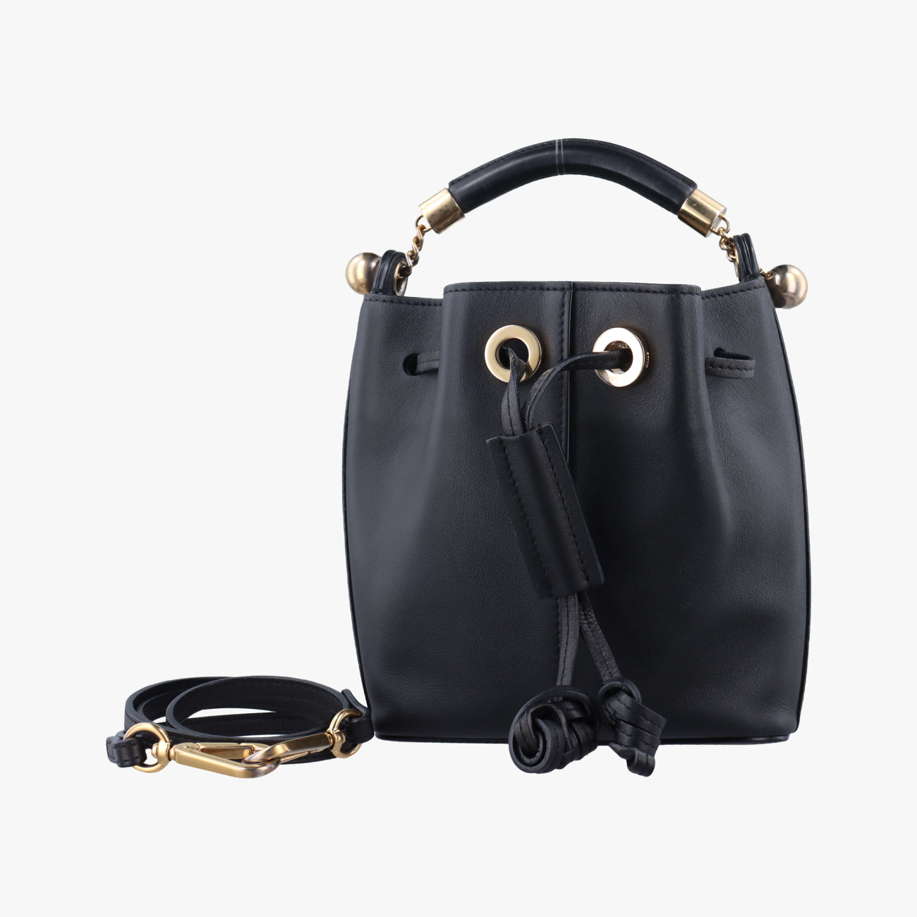 Pre-owned Chloe Gala Bucket Black Leather  shoulderbag | stylenewstar