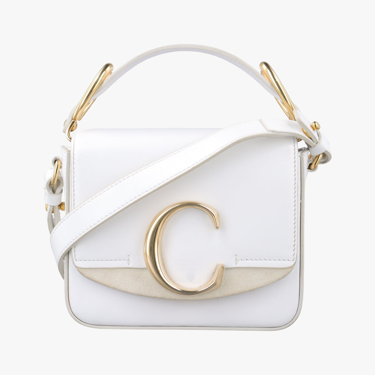 Vintage Chloe Chloe C White Leather × Suede  shoulderbag | stylenewstar