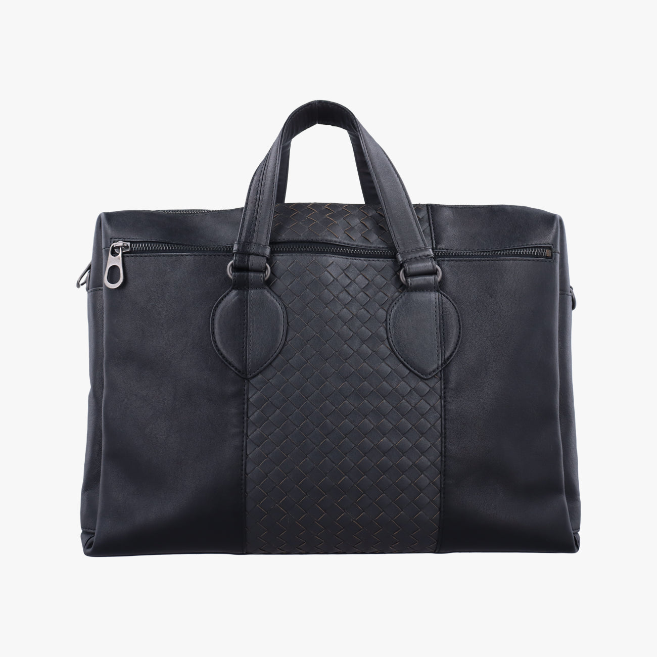 Pre-owned Bottega Veneta Intrecciato Gray × Black lambskin  handbag | stylenewstar