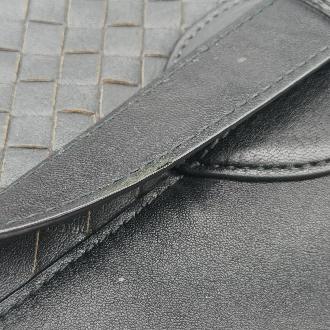 Pre-owned Bottega Veneta Intrecciato Gray × Black lambskin  handbag | stylenewstar