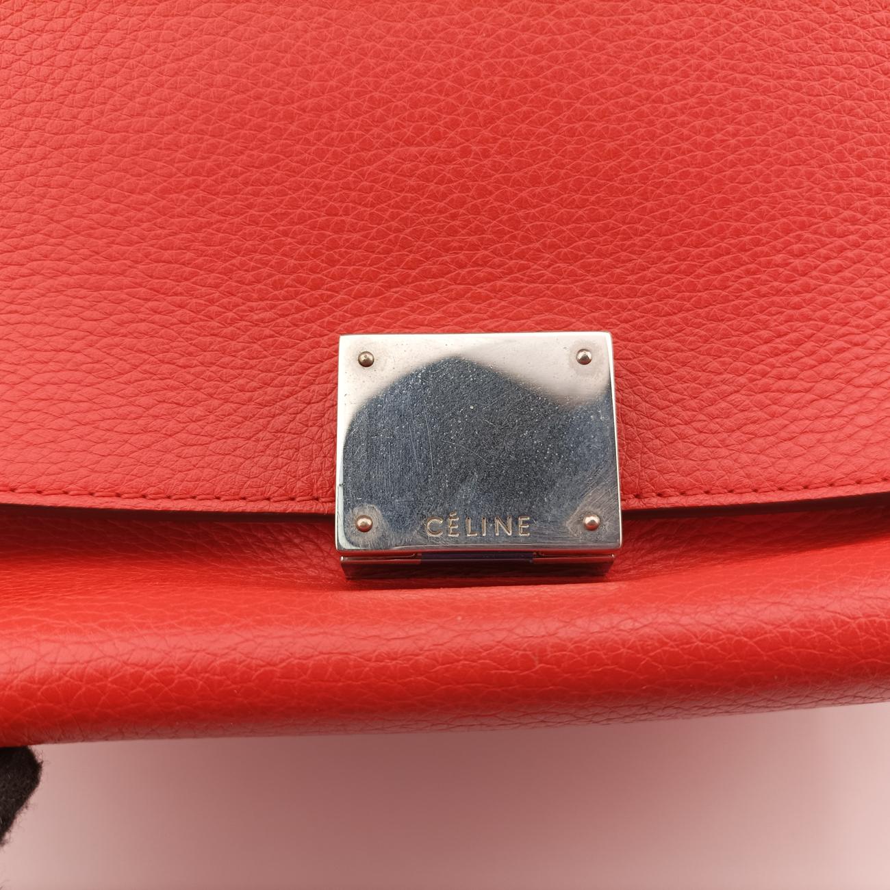 Pre-owned Celine Trapèze Red Leather × suede  shoulderbag | stylenewstar