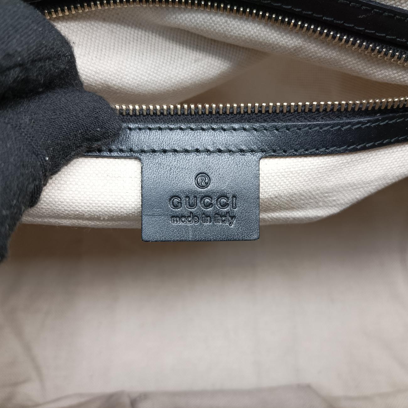 Pre-owned Gucci Sherry Line Beige x black x brown Leather x canvas 247205 shoulderbag | stylenewstar