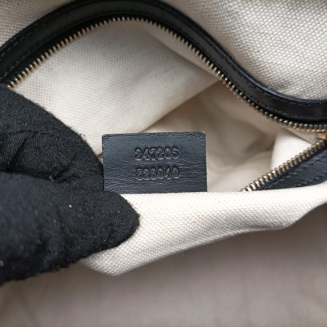 Pre-owned Gucci Sherry Line Beige x black x brown Leather x canvas 247205 shoulderbag | stylenewstar