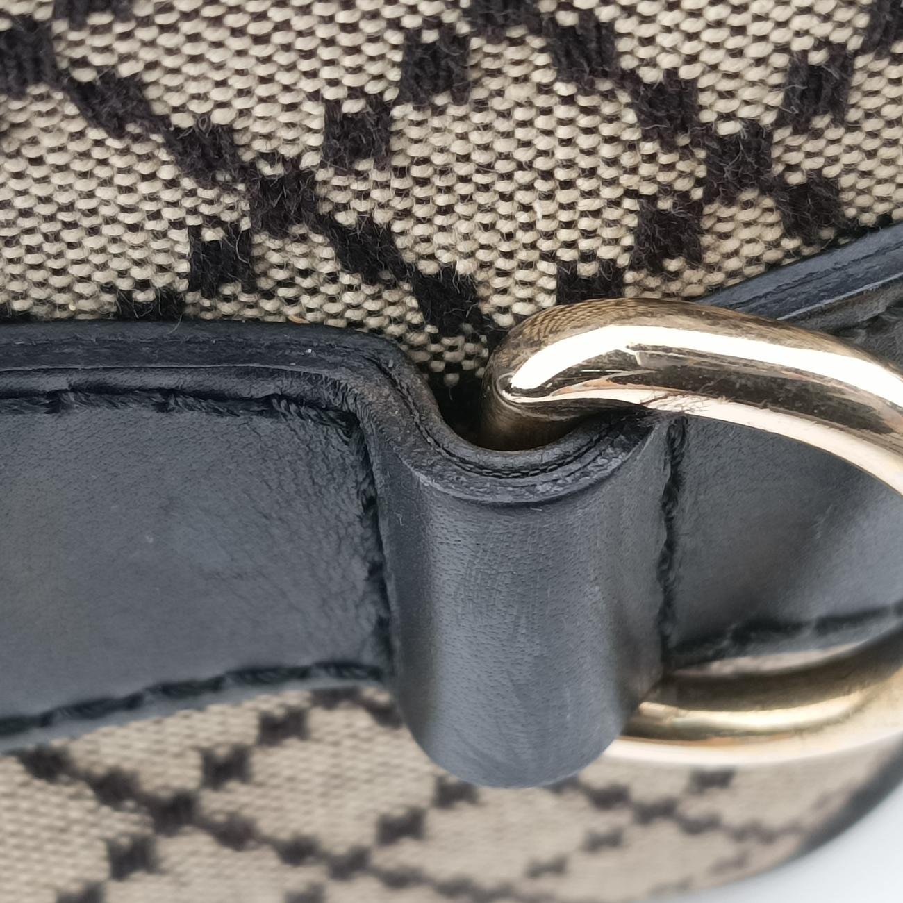 Pre-owned Gucci Sherry Line Beige x black x brown Leather x canvas 247205 shoulderbag | stylenewstar