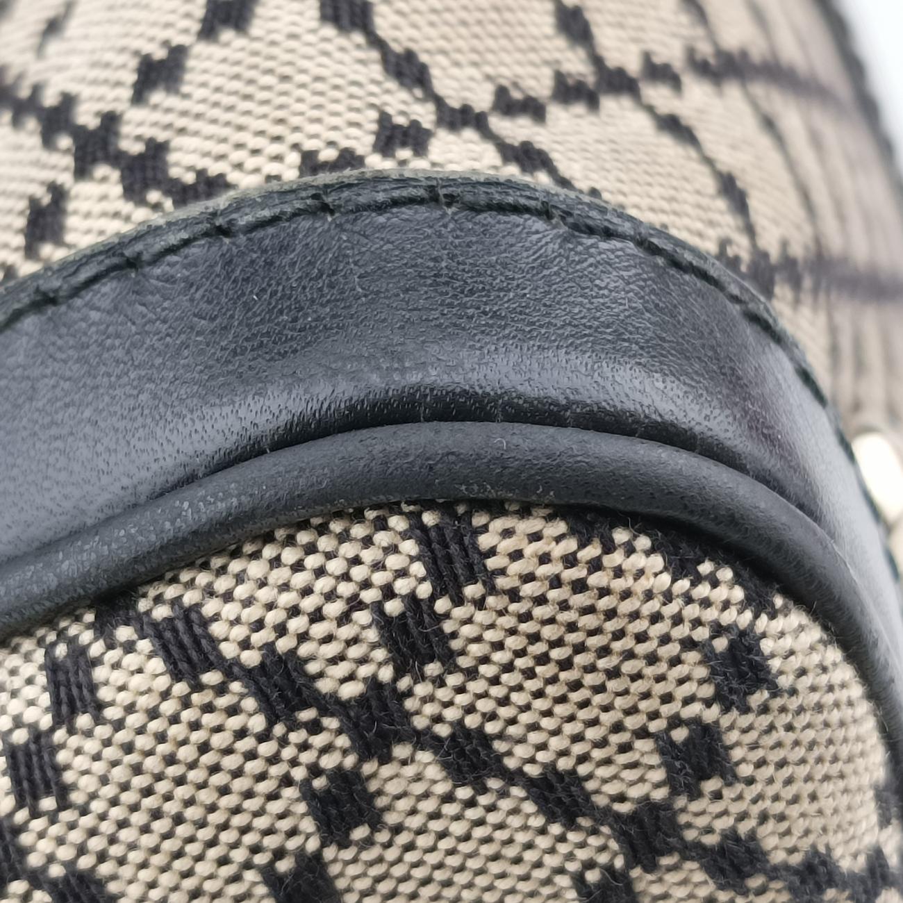 Pre-owned Gucci Sherry Line Beige x black x brown Leather x canvas 247205 shoulderbag | stylenewstar