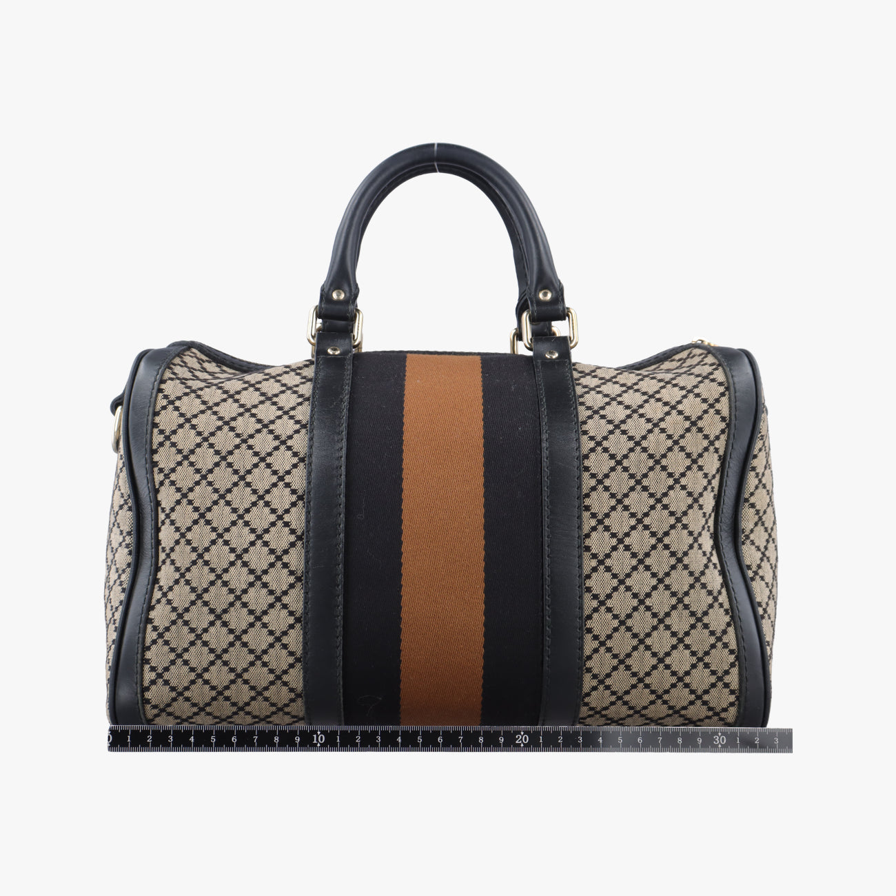 Pre-owned Gucci Sherry Line Beige x black x brown Leather x canvas 247205 shoulderbag | stylenewstar