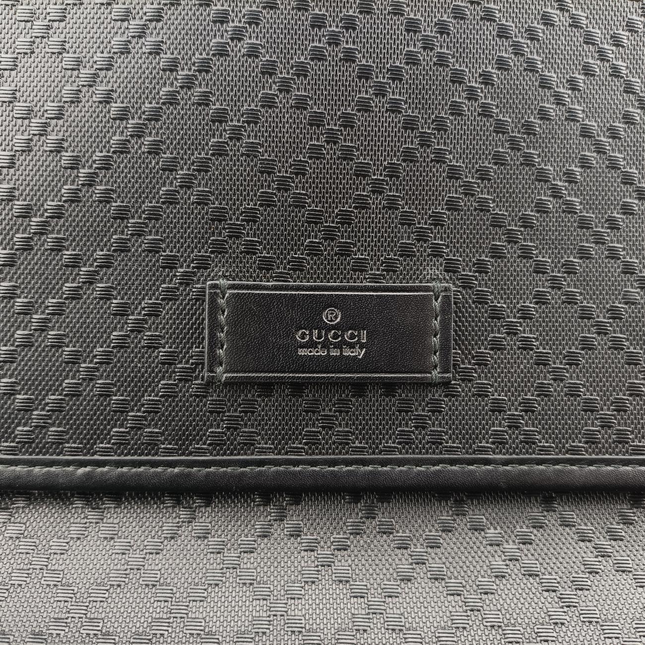 Pre-owned Gucci Guccissima Messenger Black Leather 223665 shoulderbag | stylenewstar