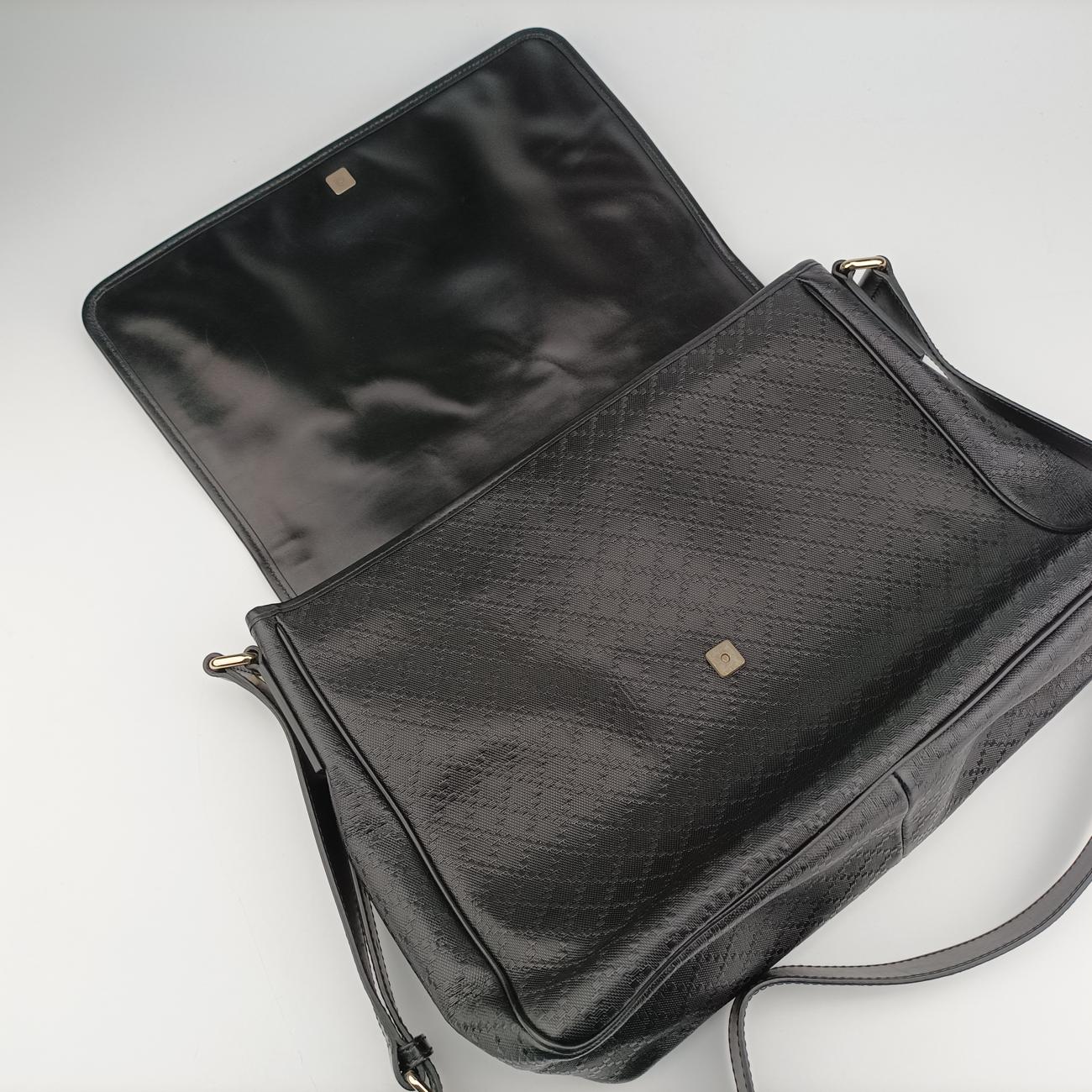 Pre-owned Gucci Guccissima Messenger Black Leather 223665 shoulderbag | stylenewstar