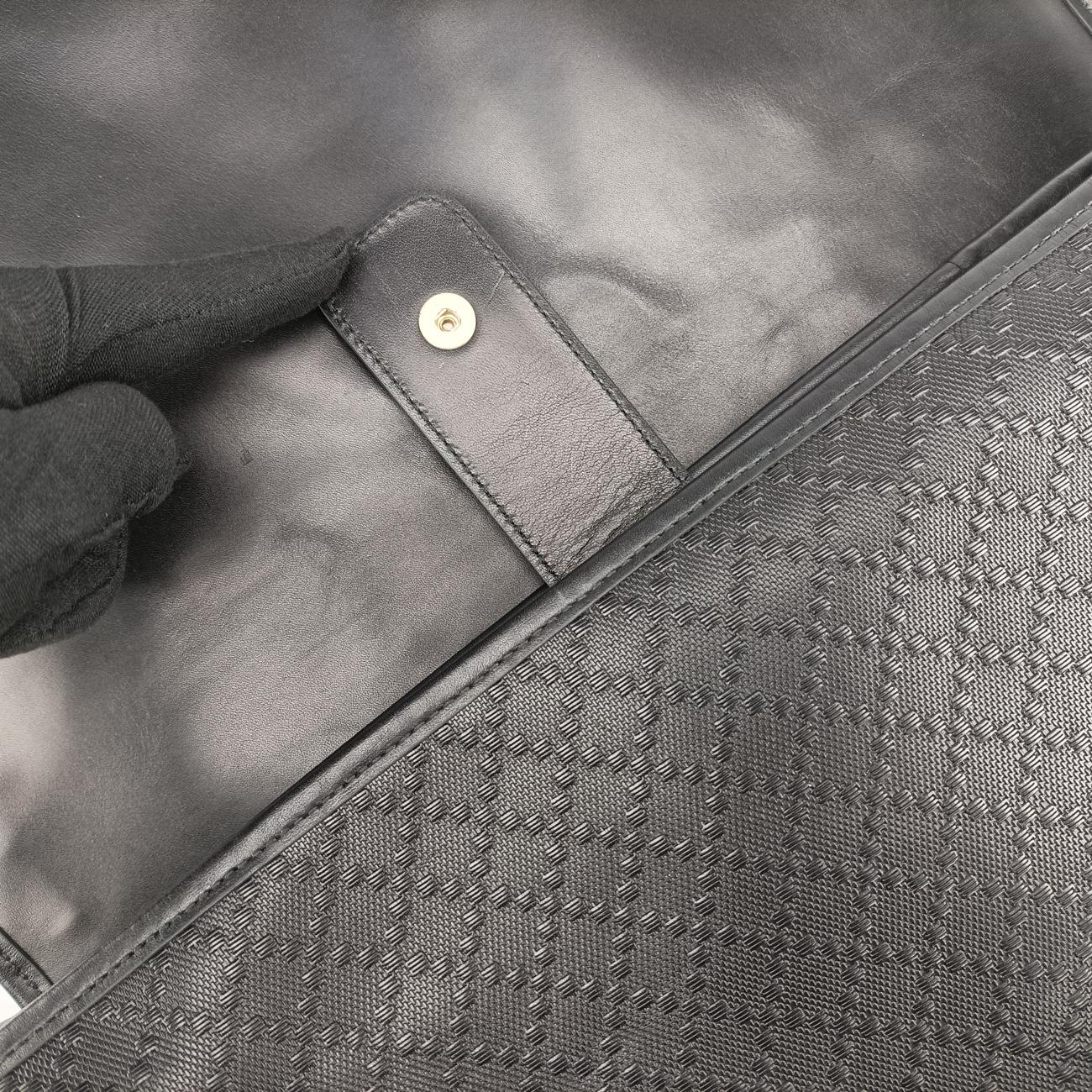 Pre-owned Gucci Guccissima Messenger Black Leather 223665 shoulderbag | stylenewstar