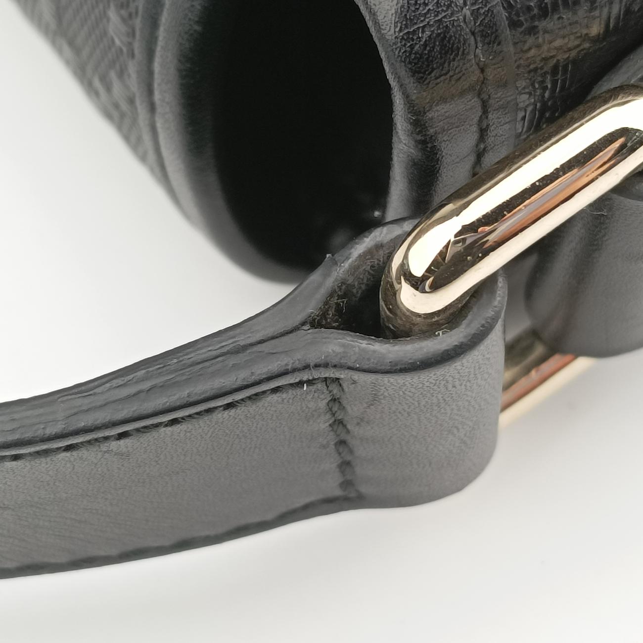 Pre-owned Gucci Guccissima Messenger Black Leather 223665 shoulderbag | stylenewstar