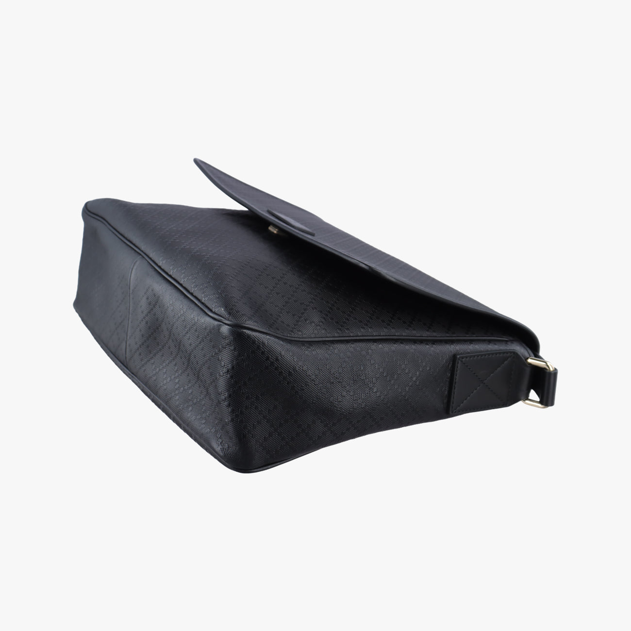 Pre-owned Gucci Guccissima Messenger Black Leather 223665 shoulderbag | stylenewstar