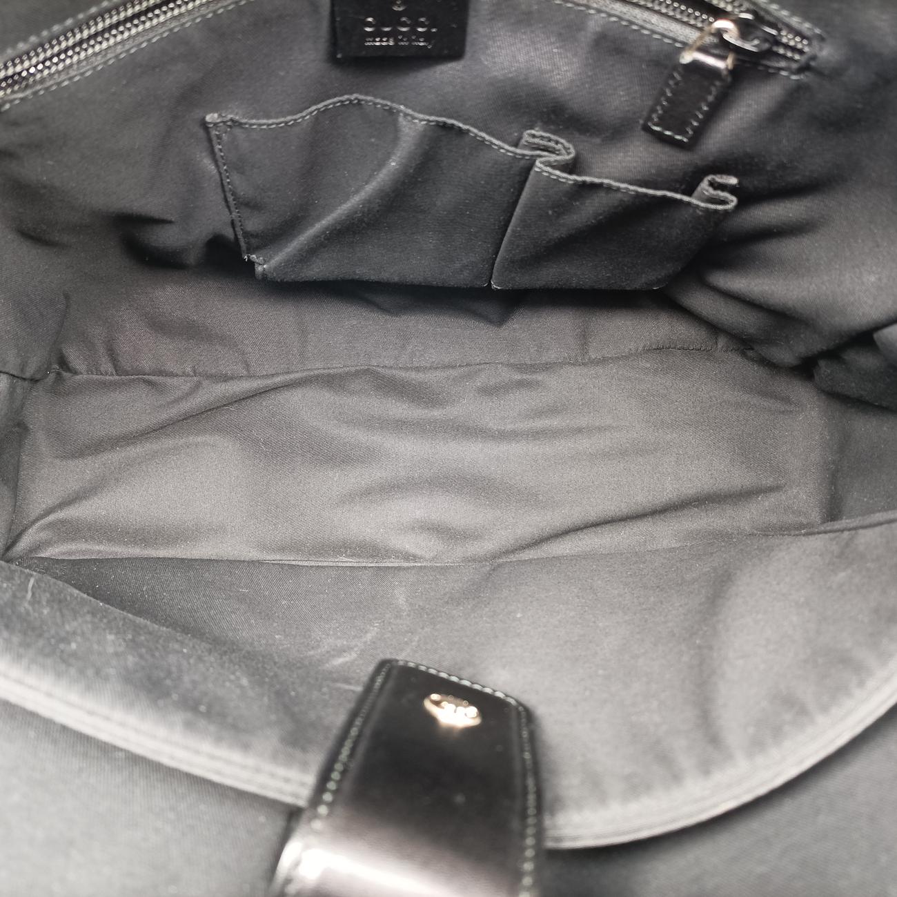 Pre-owned Gucci Guccissima Messenger Black Leather 223665 shoulderbag | stylenewstar