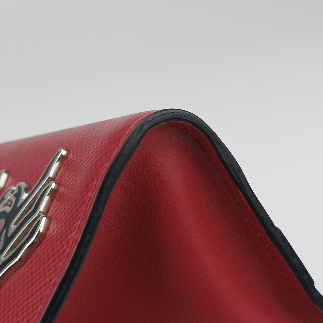 Pre-owned Prada Triangle Logo Red SAFFIANO Leather  shoulderbag | stylenewstar