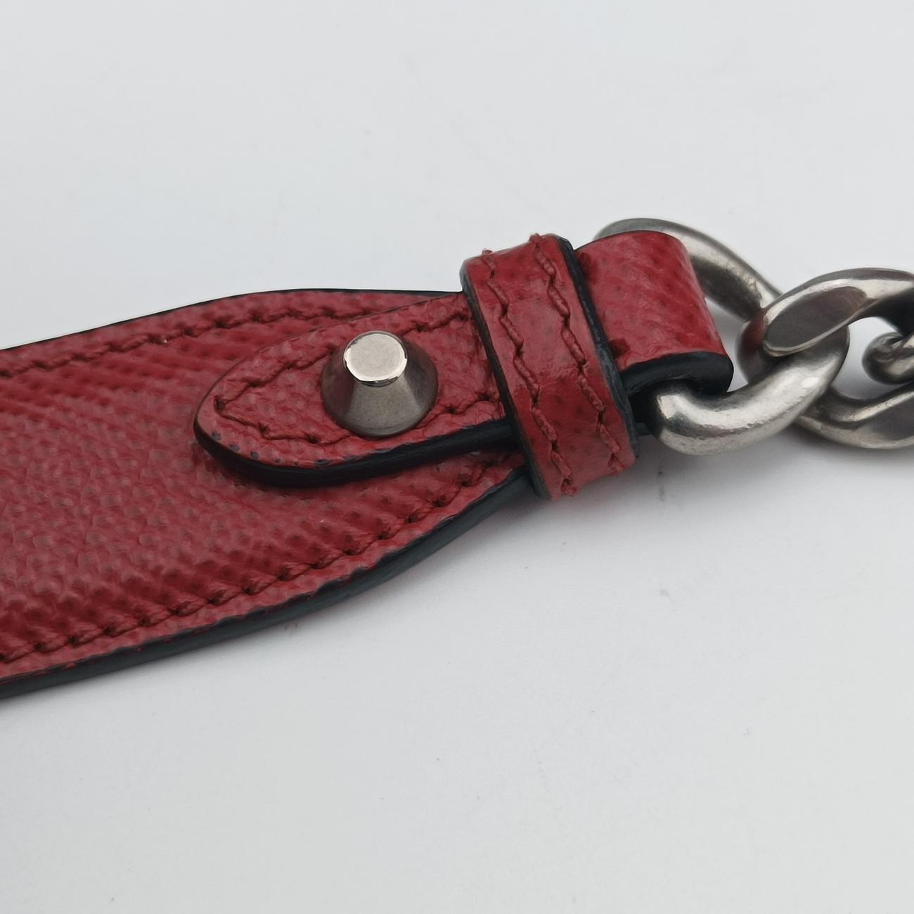 Pre-owned Prada Triangle Logo Red SAFFIANO Leather  shoulderbag | stylenewstar