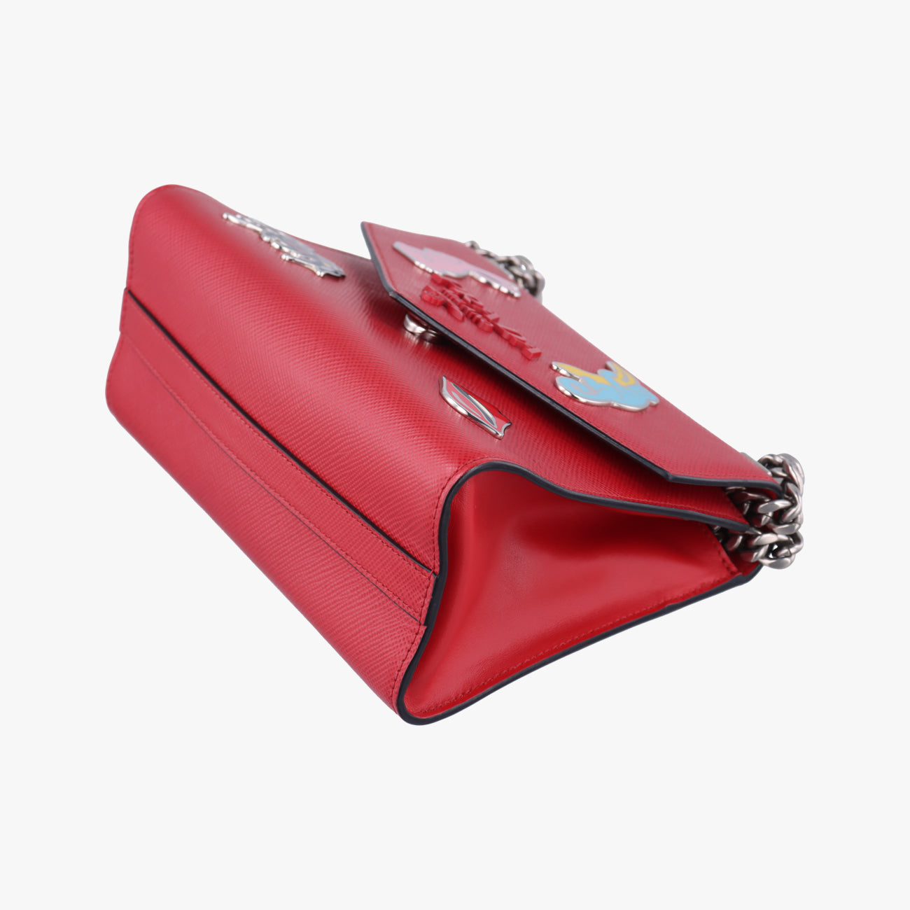 Pre-owned Prada Triangle Logo Red SAFFIANO Leather  shoulderbag | stylenewstar