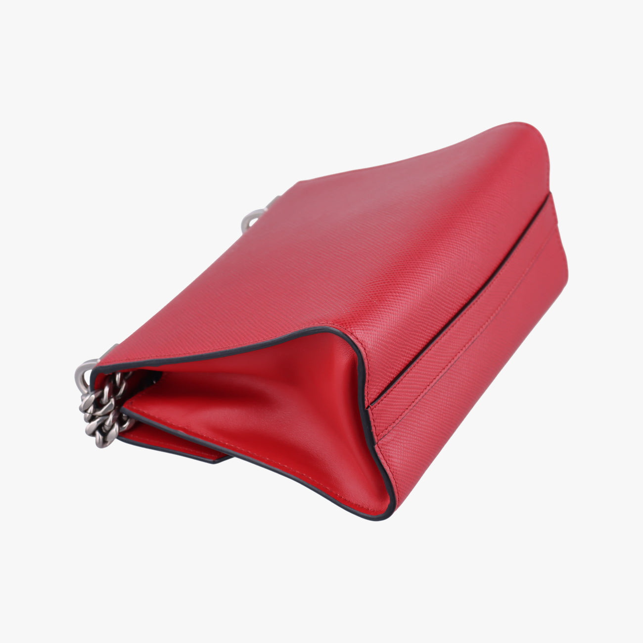 Pre-owned Prada Triangle Logo Red SAFFIANO Leather  shoulderbag | stylenewstar