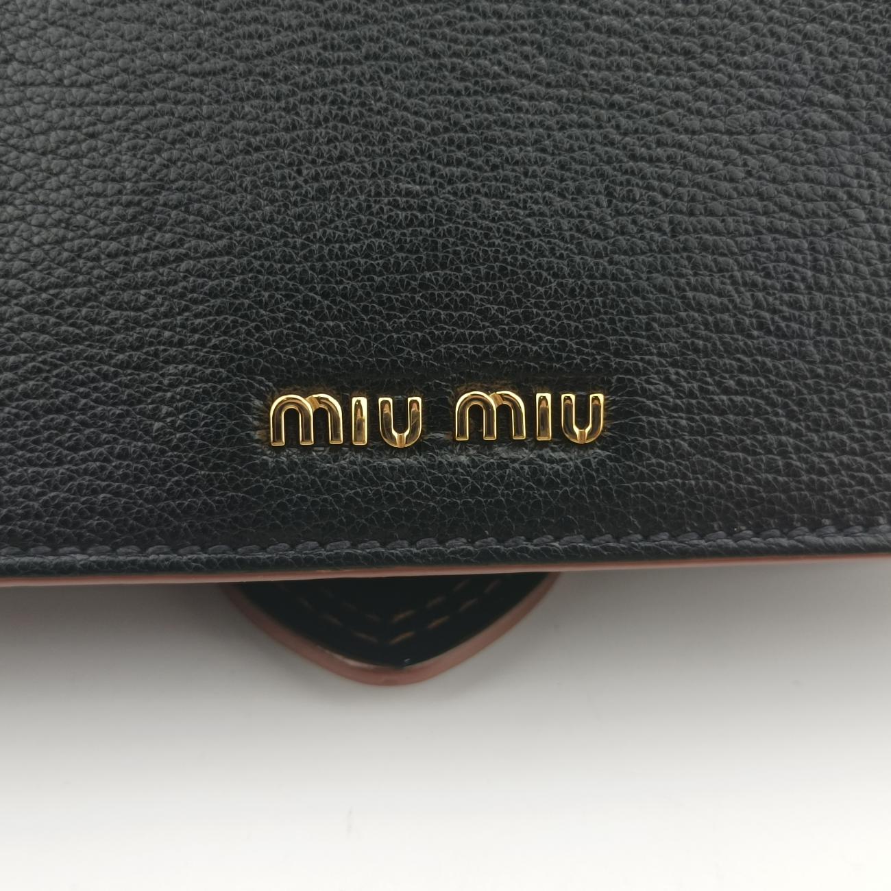 Pre-owned Miu Miu Madras Lady Buckle Flap Black×multicolor Leather  shoulderbag | stylenewstar